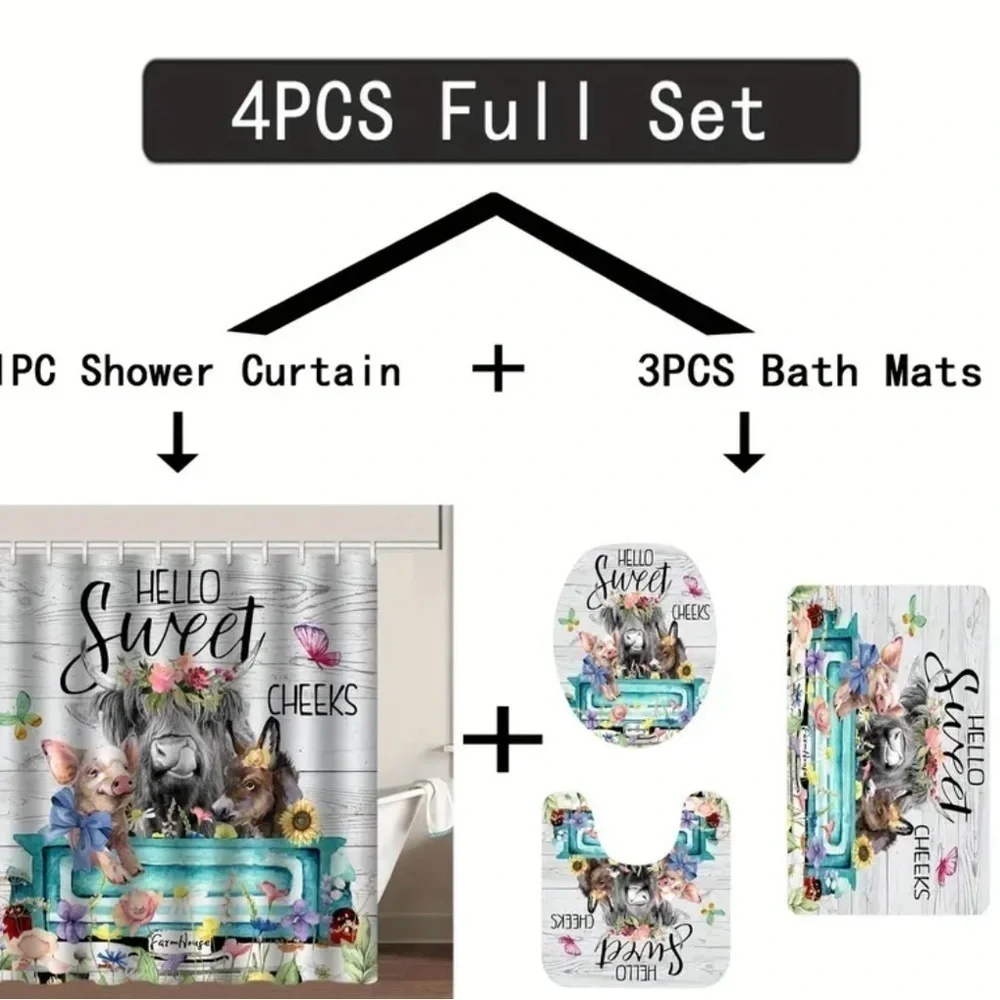 4pc Hello Sweet Cheeks Bathroom Set NWT